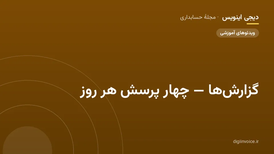 کاور مقالهٔ «گزارش‌ها — چهار پرسش هر روز» — مجلهٔ حسابداری دیجی اینویس
